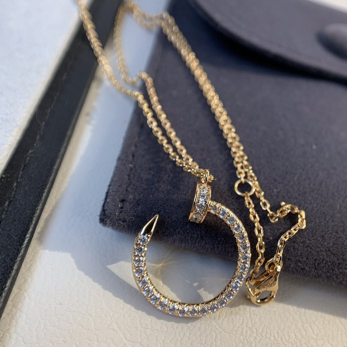 [⭐Sparkve]JUSTE NECKLACE PINK GOLD DIAMONDS