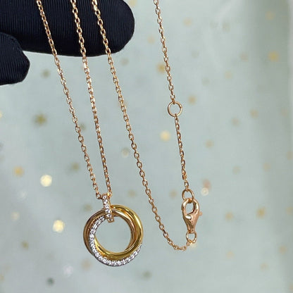 [⭐Sparkve]TRINITY NECKLACE SILVER GOLD PINK GOLD DIAMONDS