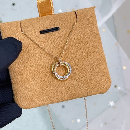 [⭐Sparkve]TRINITY NECKLACE SILVER GOLD PINK GOLD DIAMONDS