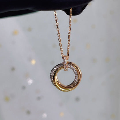 [⭐Sparkve]TRINITY NECKLACE SILVER GOLD PINK GOLD DIAMONDS