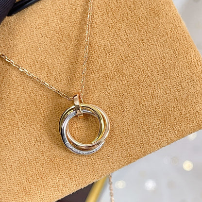 [⭐Sparkve]TRINITY NECKLACE SILVER GOLD PINK GOLD DIAMONDS