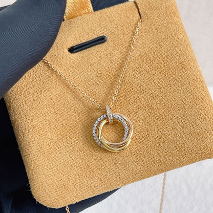 [⭐Sparkve]TRINITY NECKLACE SILVER GOLD PINK GOLD DIAMONDS