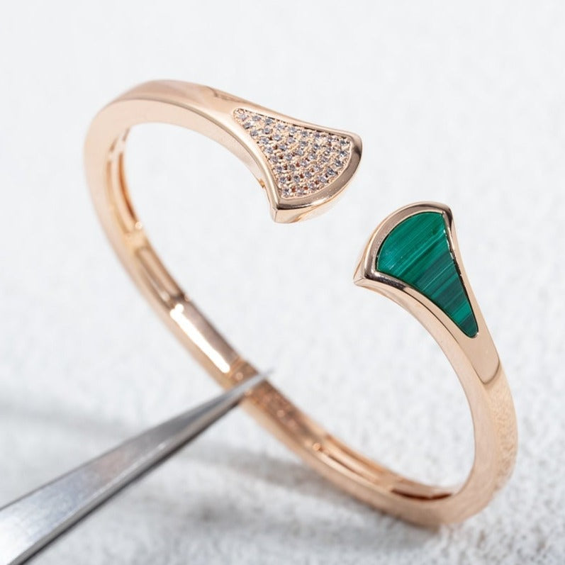 [⭐Sparkve]DREAM BRACELET OPEN MALACHITE PINK GOLD