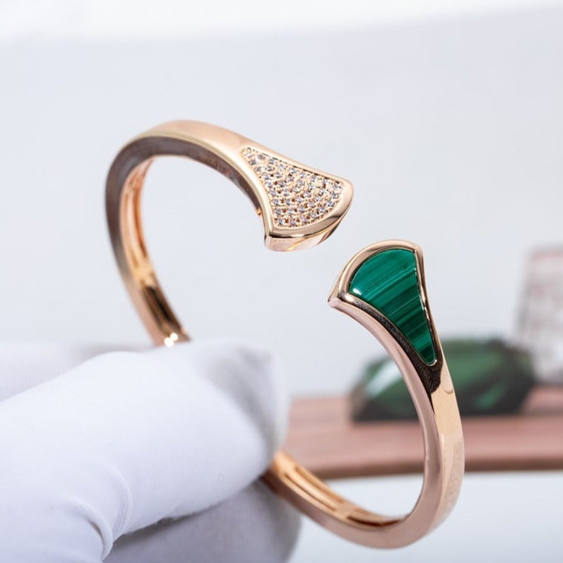 [⭐Sparkve]DREAM BRACELET OPEN MALACHITE PINK GOLD