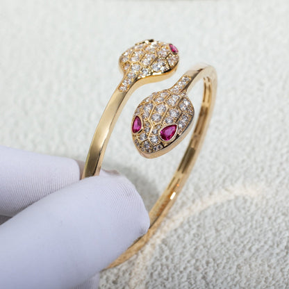 [⭐Sparkve]SERPENTI BRACELET PINK GOLD DIAMOND DOUBLE SNAKE
