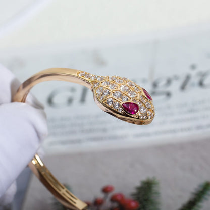 [⭐Sparkve]SERPENTI BRACELET PINK GOLD DIAMOND DOUBLE SNAKE