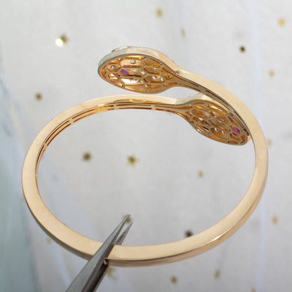 [⭐Sparkve]SERPENTI BRACELET PINK GOLD DIAMOND DOUBLE SNAKE