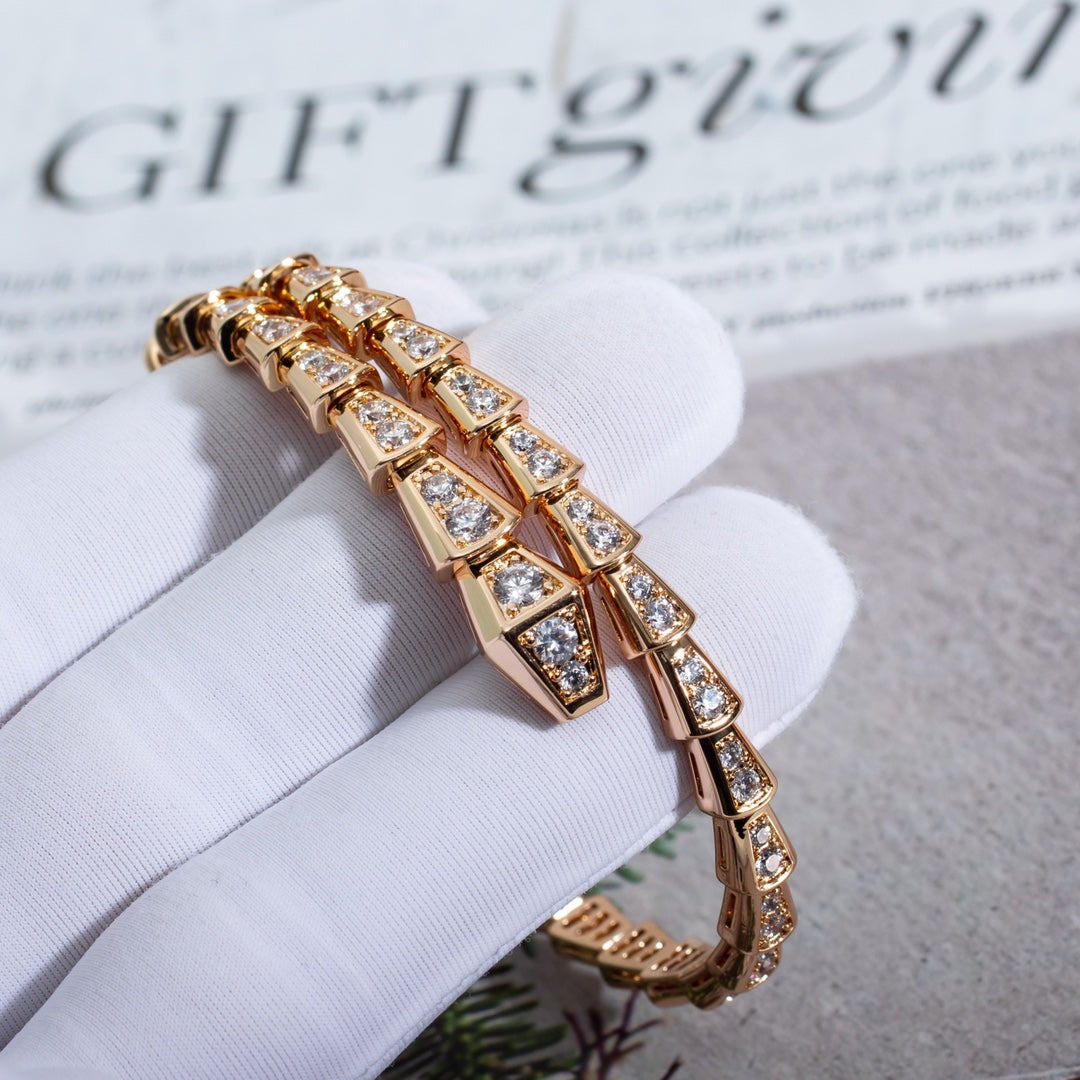 [⭐Sparkve]SERPENTI BRACELET 6.8MM PINK GOLD DIAMOND