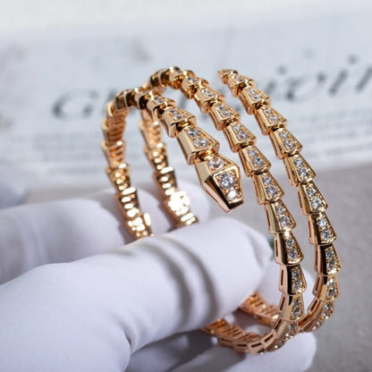 [⭐Sparkve]SERPENTI BRACELET PINK GOLD DIAMOND DOUBLE ROW