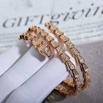 [⭐Sparkve]SERPENTI BRACELET PINK GOLD DIAMOND DOUBLE ROW