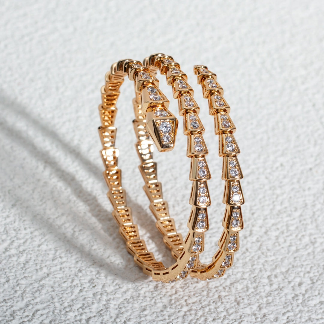 [⭐Sparkve]SERPENTI BRACELET PINK GOLD DIAMOND DOUBLE ROW