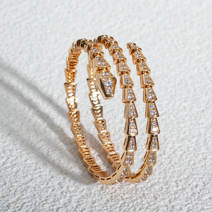 [⭐Sparkve]SERPENTI BRACELET PINK GOLD DIAMOND DOUBLE ROW