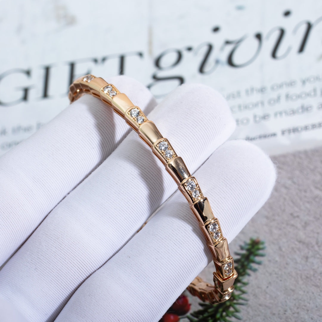 [⭐Sparkve]SERPENTI BRACELET PINK GOLD DIAMOND