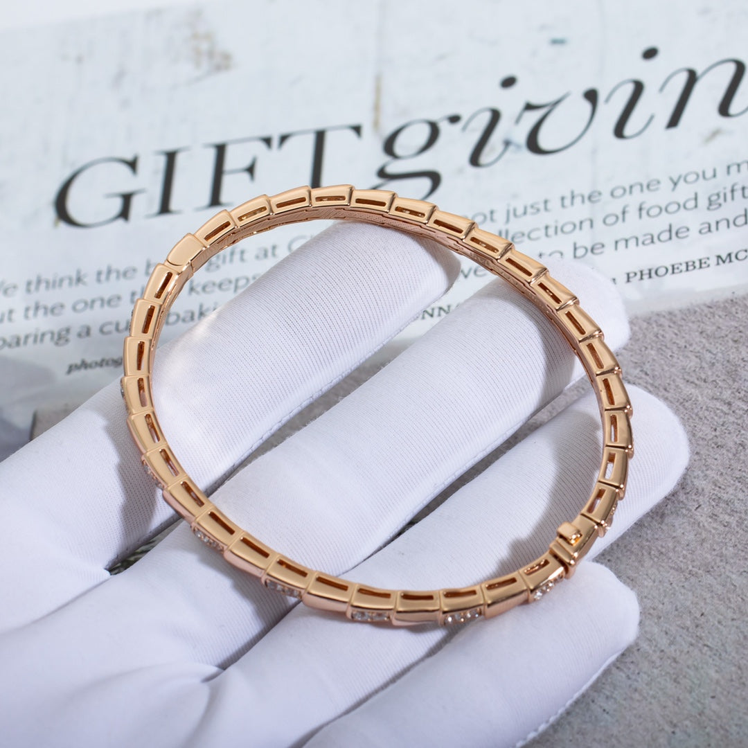 [⭐Sparkve]SERPENTI BRACELET PINK GOLD DIAMOND