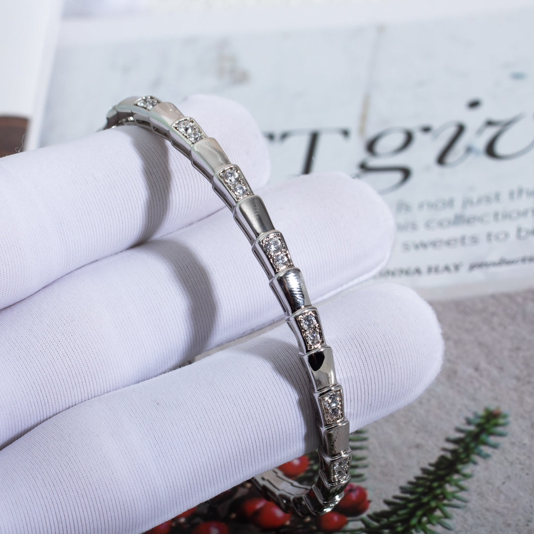 [⭐Sparkve]SERPENTI BRACELET SILVER DIAMOND