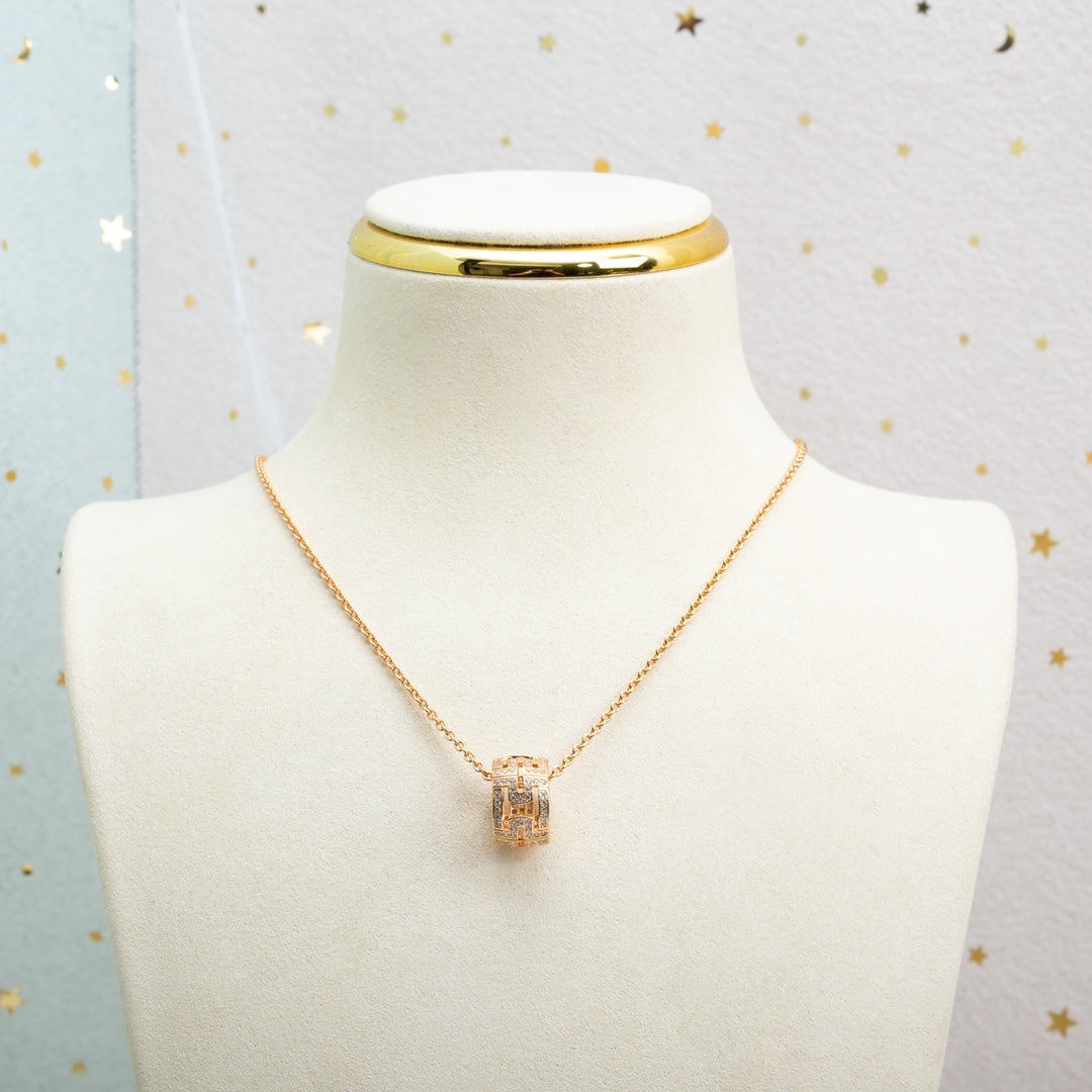 [⭐Sparkve]PARENTESI NECKLACE PINK GOLD DIAMOND