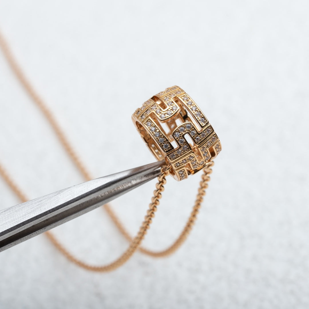 [⭐Sparkve]PARENTESI NECKLACE PINK GOLD DIAMOND