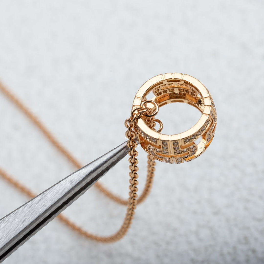 [⭐Sparkve]PARENTESI NECKLACE PINK GOLD DIAMOND