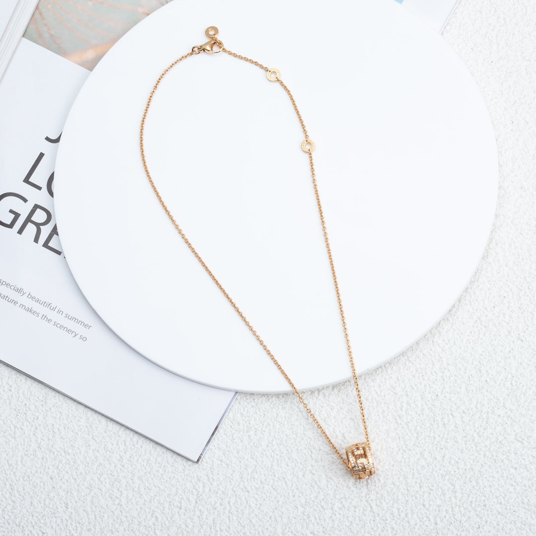 [⭐Sparkve]PARENTESI NECKLACE PINK GOLD DIAMOND