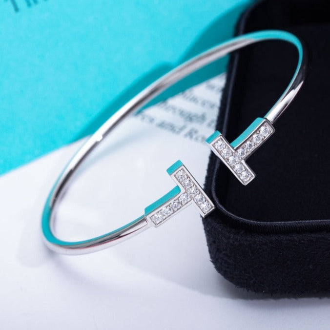 [⭐Sparkve Jewels]T BRACELET 1.8MM DIAMOND SILVER
