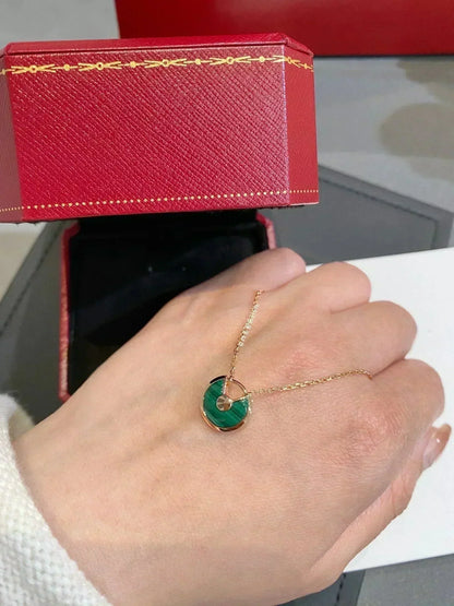 [⭐Sparkve]AMULETTE ROSE GOLD MALACHITE NECKLACE