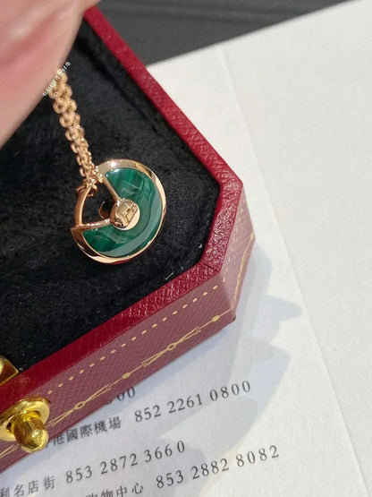 [⭐Sparkve]AMULETTE ROSE GOLD MALACHITE NECKLACE