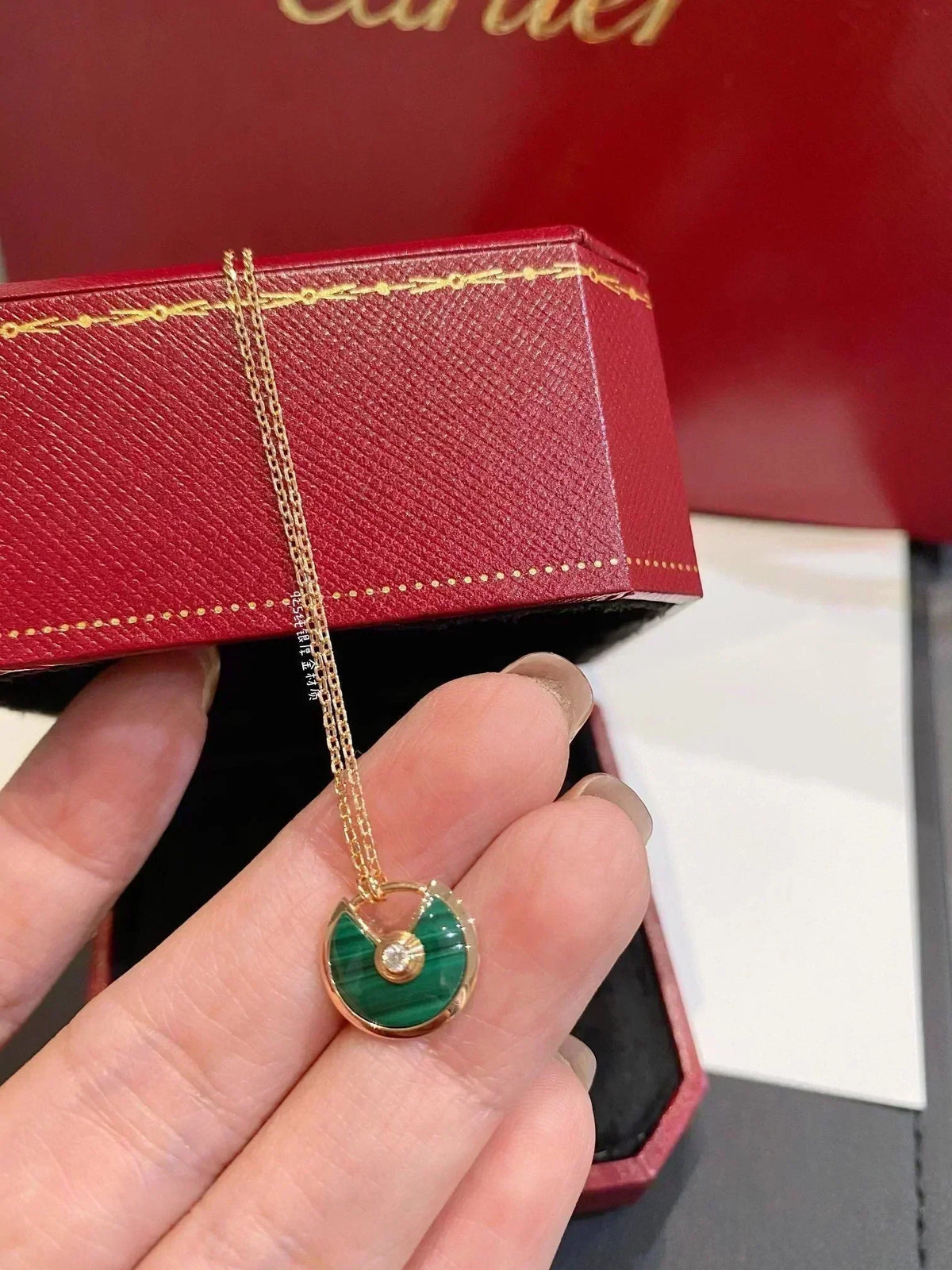 [⭐Sparkve]AMULETTE ROSE GOLD MALACHITE NECKLACE
