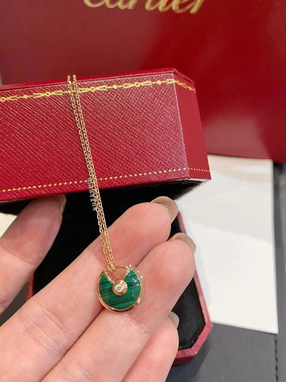 [⭐Sparkve]AMULETTE ROSE GOLD MALACHITE NECKLACE