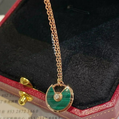 [⭐Sparkve]AMULETTE ROSE GOLD MALACHITE NECKLACE