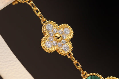 [⭐Sparkve]CLOVER EARRINGS GOLD MALACHITE DIAMOND 3 MOTIF
