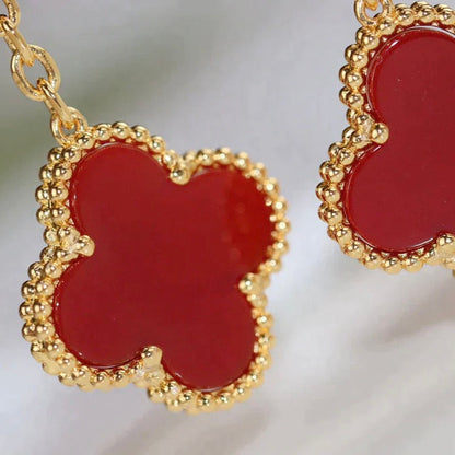 [⭐Sparkve]CLOVER  2 MOTIF  TIGER EYE CARNELIAN EARRINGS
