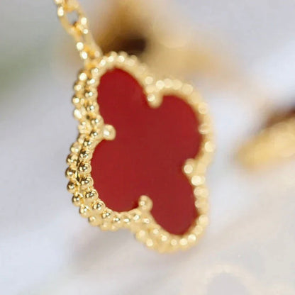 [⭐Sparkve]CLOVER  2 MOTIF  TIGER EYE CARNELIAN EARRINGS