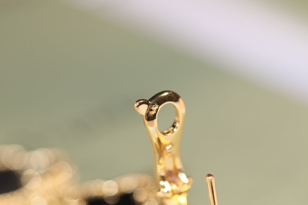 [⭐Sparkve]CLOVER EARRINGS GOLD ONYX MOP 3 MOTIF