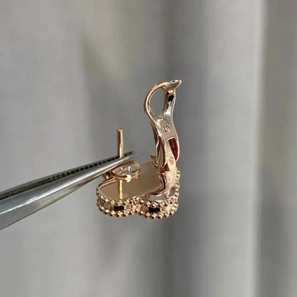 [⭐Sparkve]CLOVER MEDIUM 1 MOTIFS  PINK MOP DIAMOND EARRINGS
