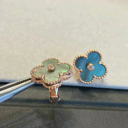 [⭐Sparkve]CLOVER MEDIUM 1 MOTIFS GRAY MOP  DIAMOND EARRINGS