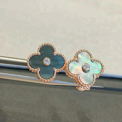 [⭐Sparkve]CLOVER MEDIUM 1 MOTIFS GRAY MOP  DIAMOND EARRINGS