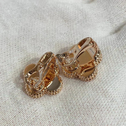 [⭐Sparkve]CLOVER MEDIUM 1 MOTIFS CARNELIAN  DIAMOND earrings