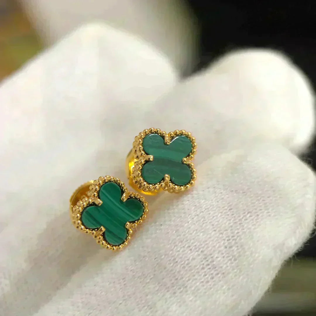 [⭐Sparkve]CLOVER MINI 9.5MM MALACHITE  EARRINGS