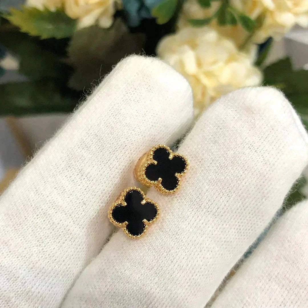 [⭐Sparkve]CLOVER MINI 9.5MM BLACK MOP EARRINGS