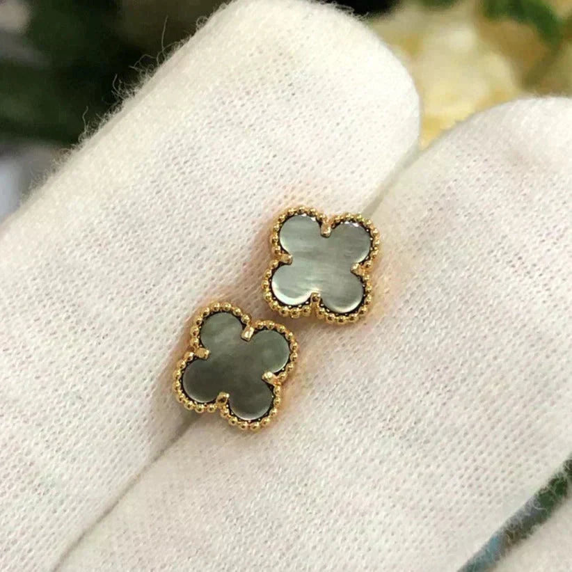 [⭐Sparkve]CLOVER MINI 9.5MM GRAY MOP EARRINGS