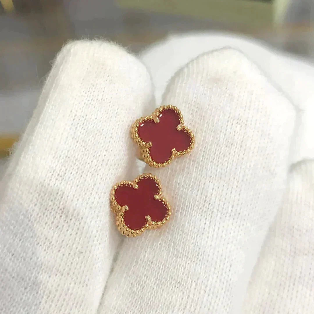 [⭐Sparkve]CLOVER MINI 9.5MM CARNELIAN EARRINGS