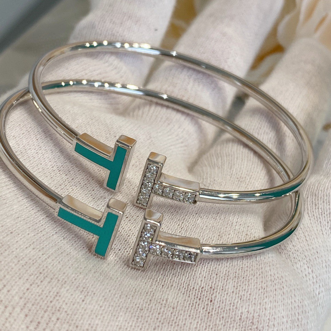 [⭐Sparkve Jewels]T BRACELET 1.8MM TURQUOISE DIAMOND