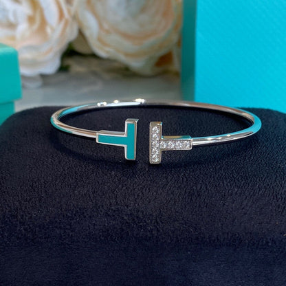 [⭐Sparkve Jewels]T BRACELET 1.8MM TURQUOISE DIAMOND