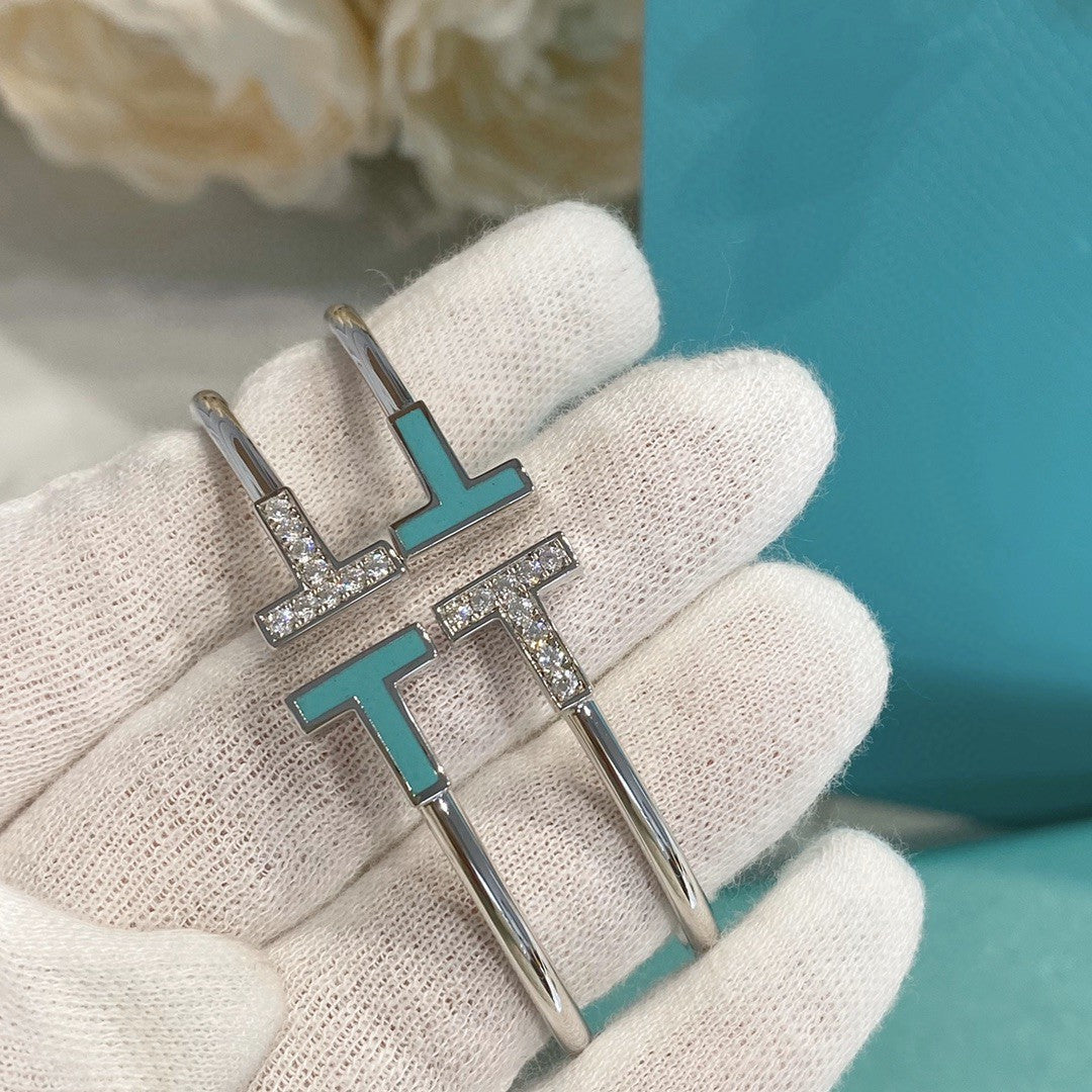 [⭐Sparkve Jewels]T BRACELET 1.8MM TURQUOISE DIAMOND