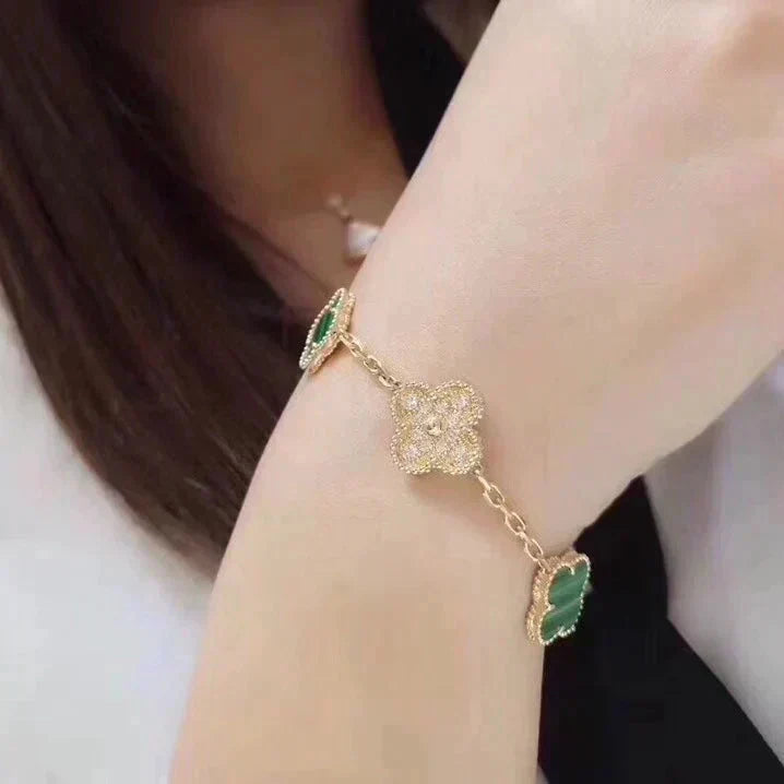 [⭐Sparkve] CLOVER 5 MOTIF MALACHITE BRACELET COLLECTION