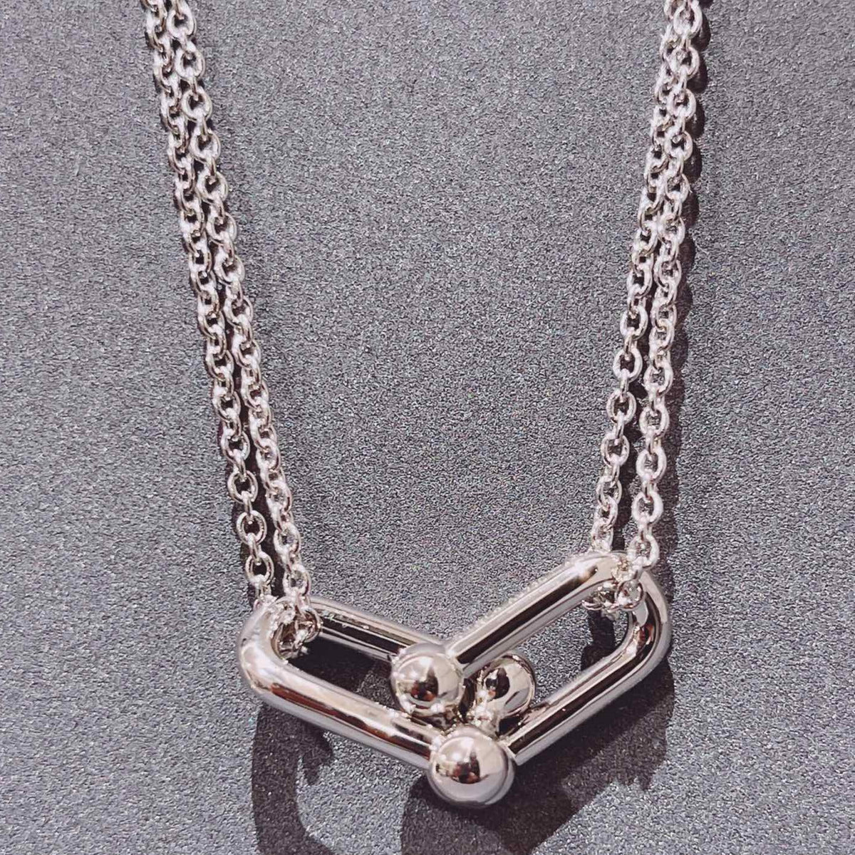 [⭐Sparkve Jewels]HARDWEAR DOUBLE LINK PEDANT SILVER NECKLACE