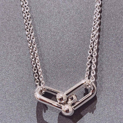 [⭐Sparkve Jewels]HARDWEAR DOUBLE LINK PEDANT SILVER NECKLACE