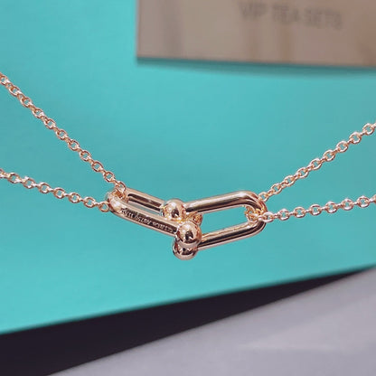 [⭐Sparkve Jewels]HARDWEAR DOUBLE LINK PEDANT PINK GOLD NECKLACE