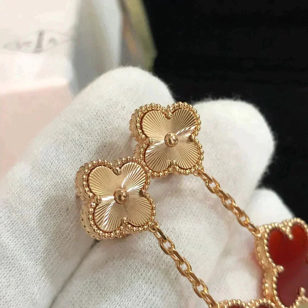 [⭐Sparkve]CLOVER 2 MOTIF  LASER CARNELIAN EARRINGS