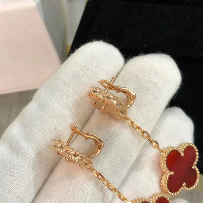 [⭐Sparkve]CLOVER 2 MOTIF  LASER CARNELIAN EARRINGS
